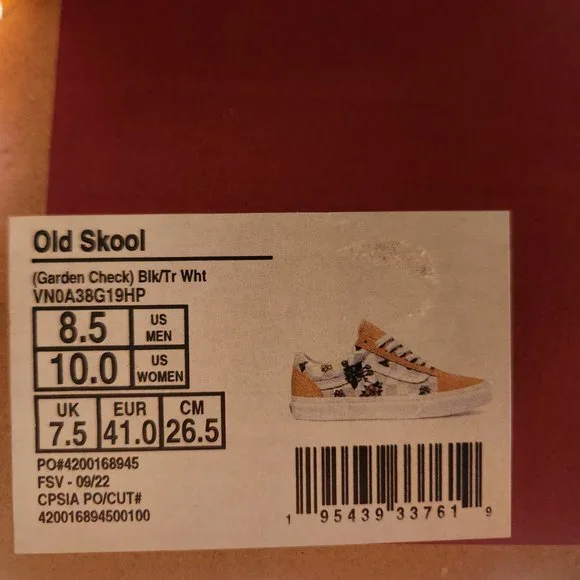 NWT VANS Suede/ Canvas Old Skool (Garden Check) Yellow Men (8.5)/ Women (10.0) - Picture 16 of 16